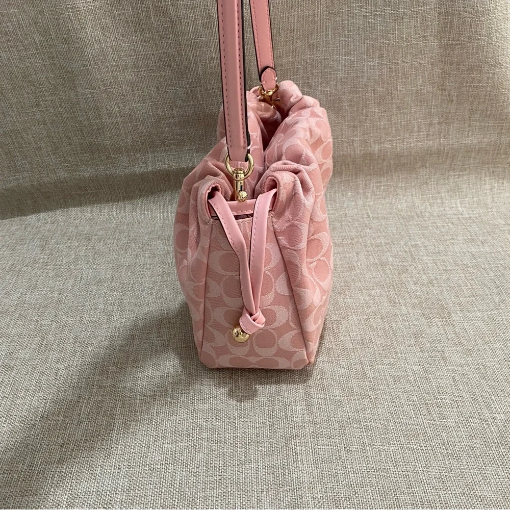 Coach Pink Signature Drawstring Shoulder Bag